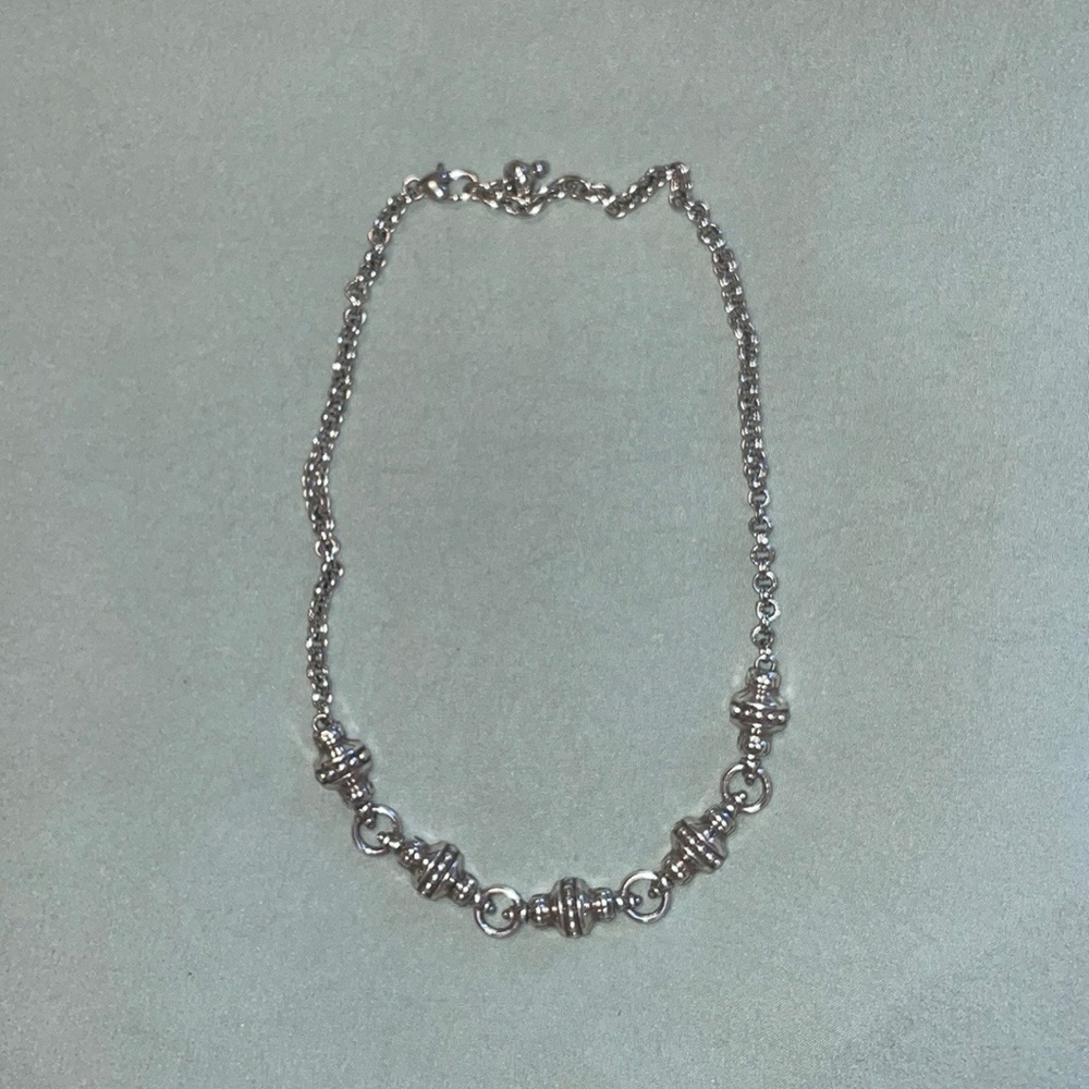 Brighton Silver Beaded Chain Necklace 18” | Classic Minimal Jewelry